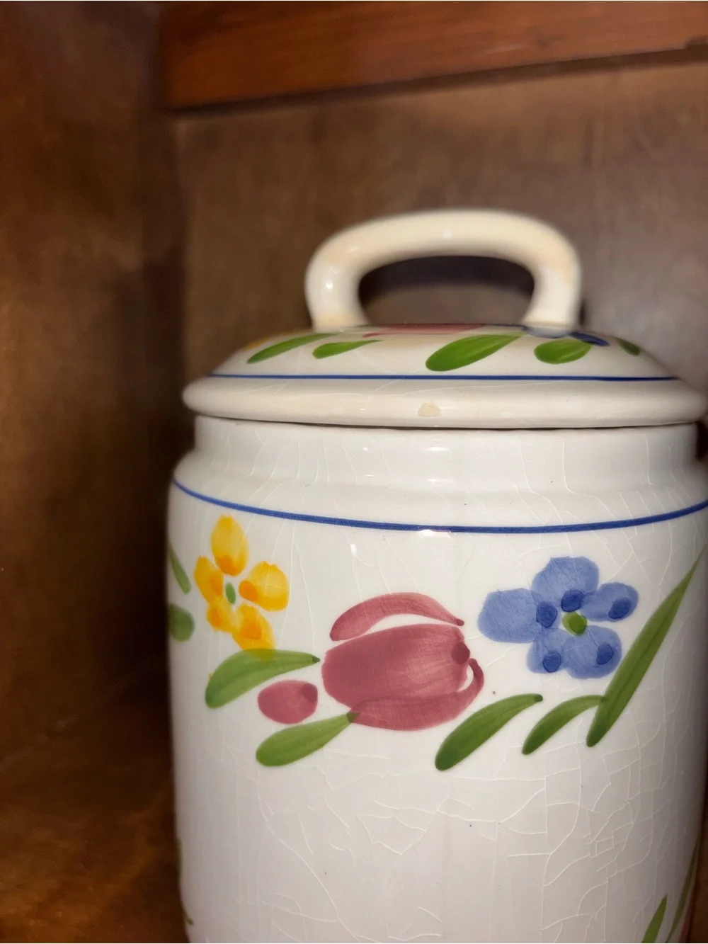 Ceramic Floral Canister Set - White with Multicolor Flowers
